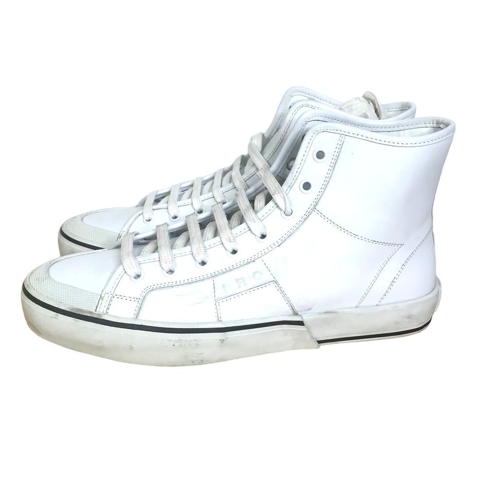 Nib Iro Men's Jimi White Leather Hi Tops Tennis Shoes Sz 42 Fr/Sz 9 Mens